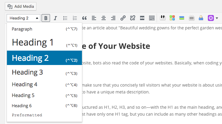 basic SEO strategies for beginners screenshot headings screenshot