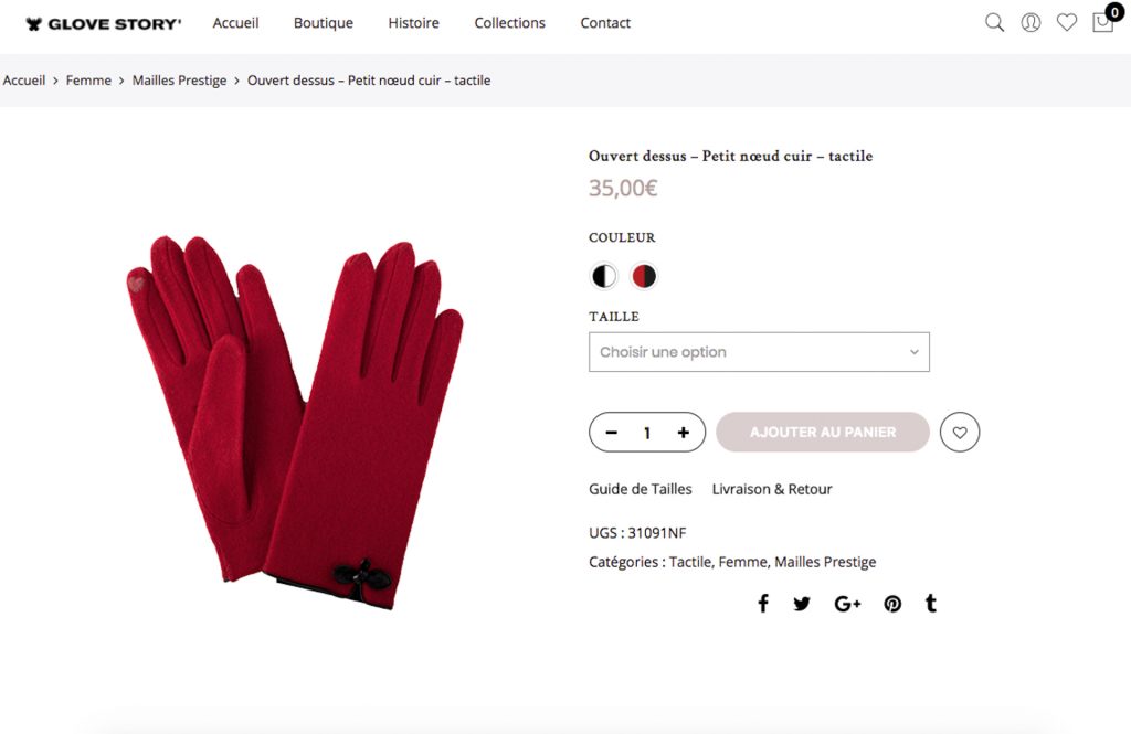 Glove story e-commerce website e-commerce website sample